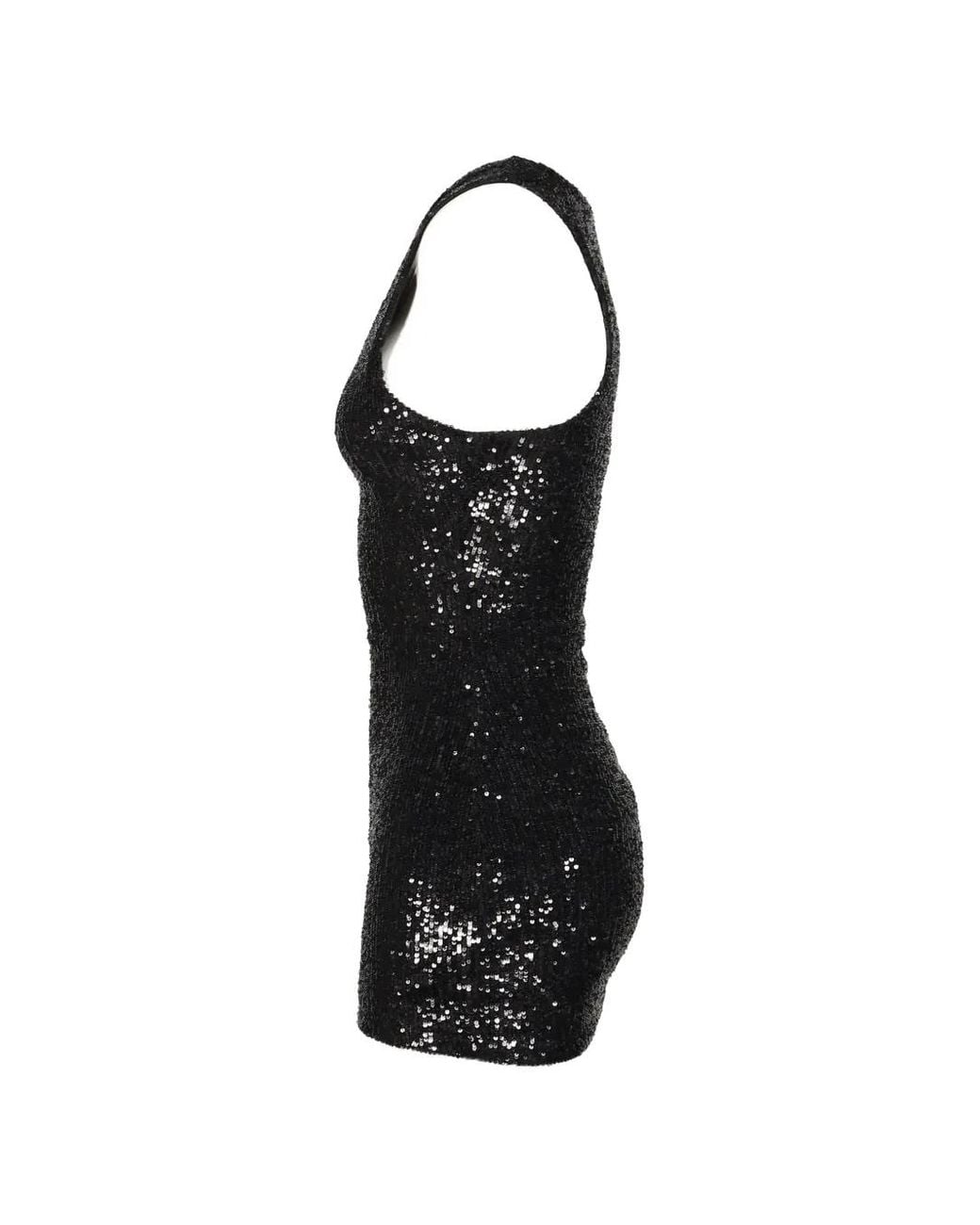 604SERVICE Black Sequin-Embellished Mini Dress