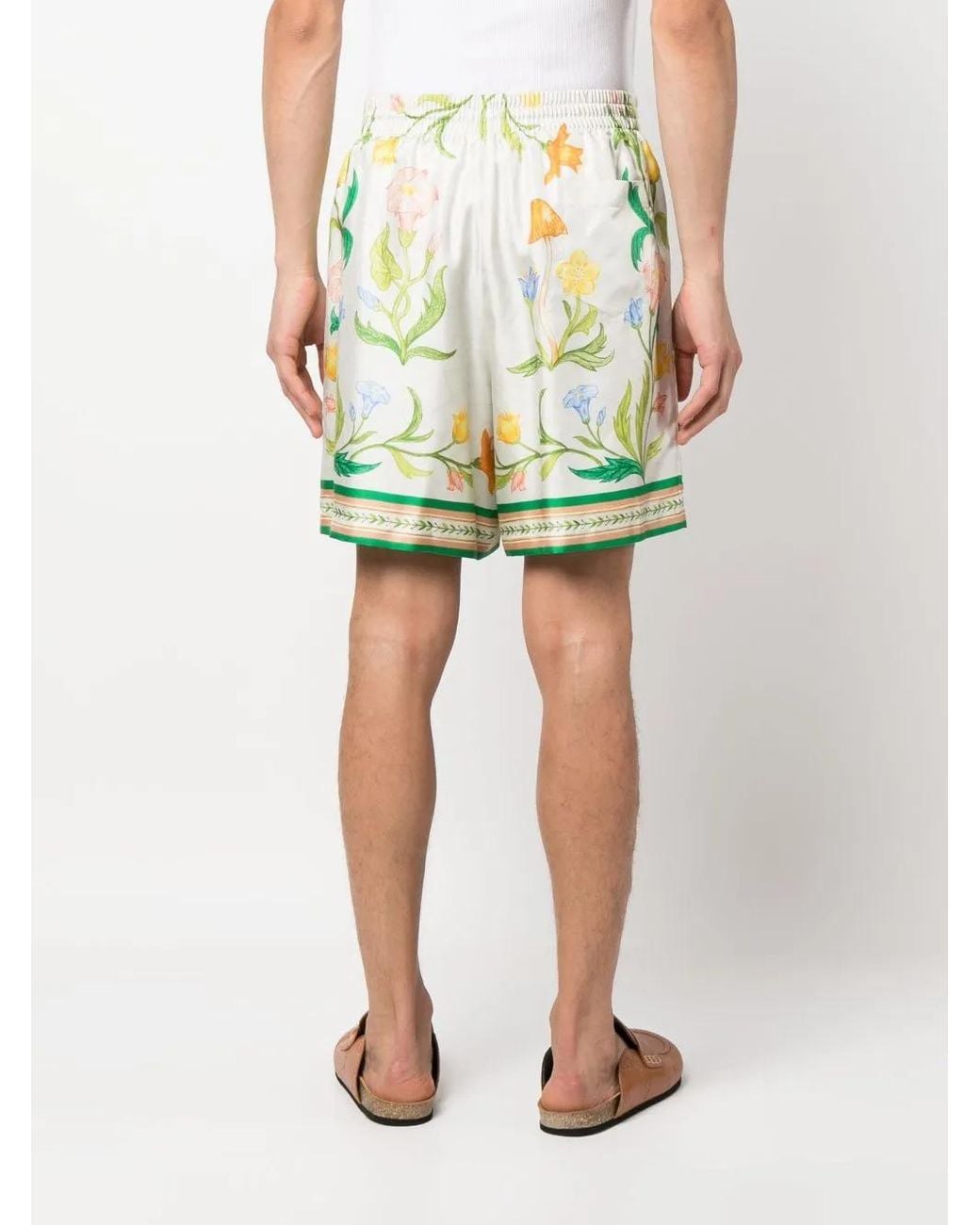 Casablanca Green L'arche De Fleurie Silk Shorts for men