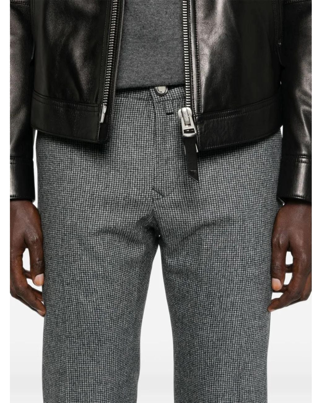 Jacob Cohen Gray Houndstooth-Pattern Trousers for men