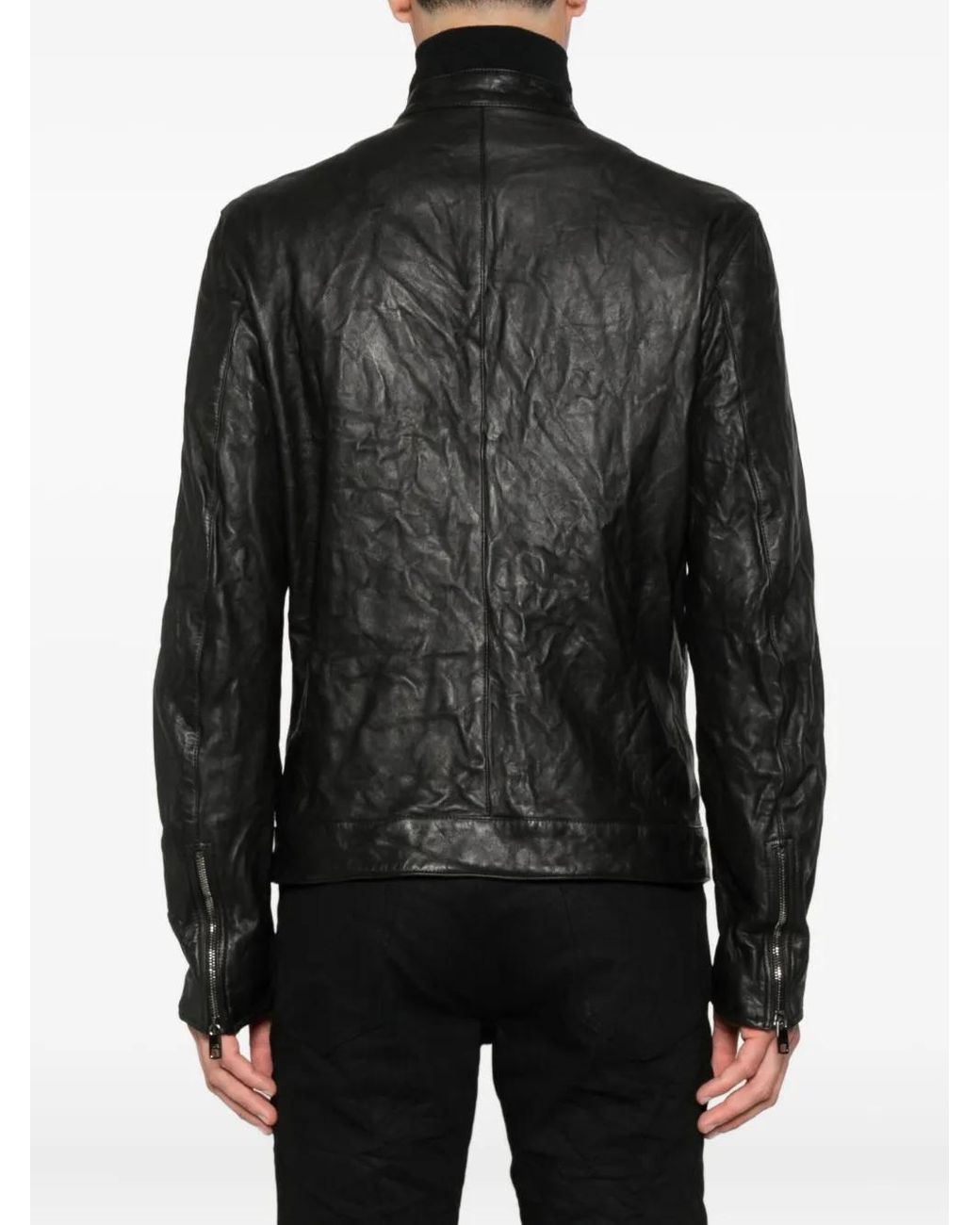 Dolce & Gabbana Black Lambskin Zip-Up Jacket for men