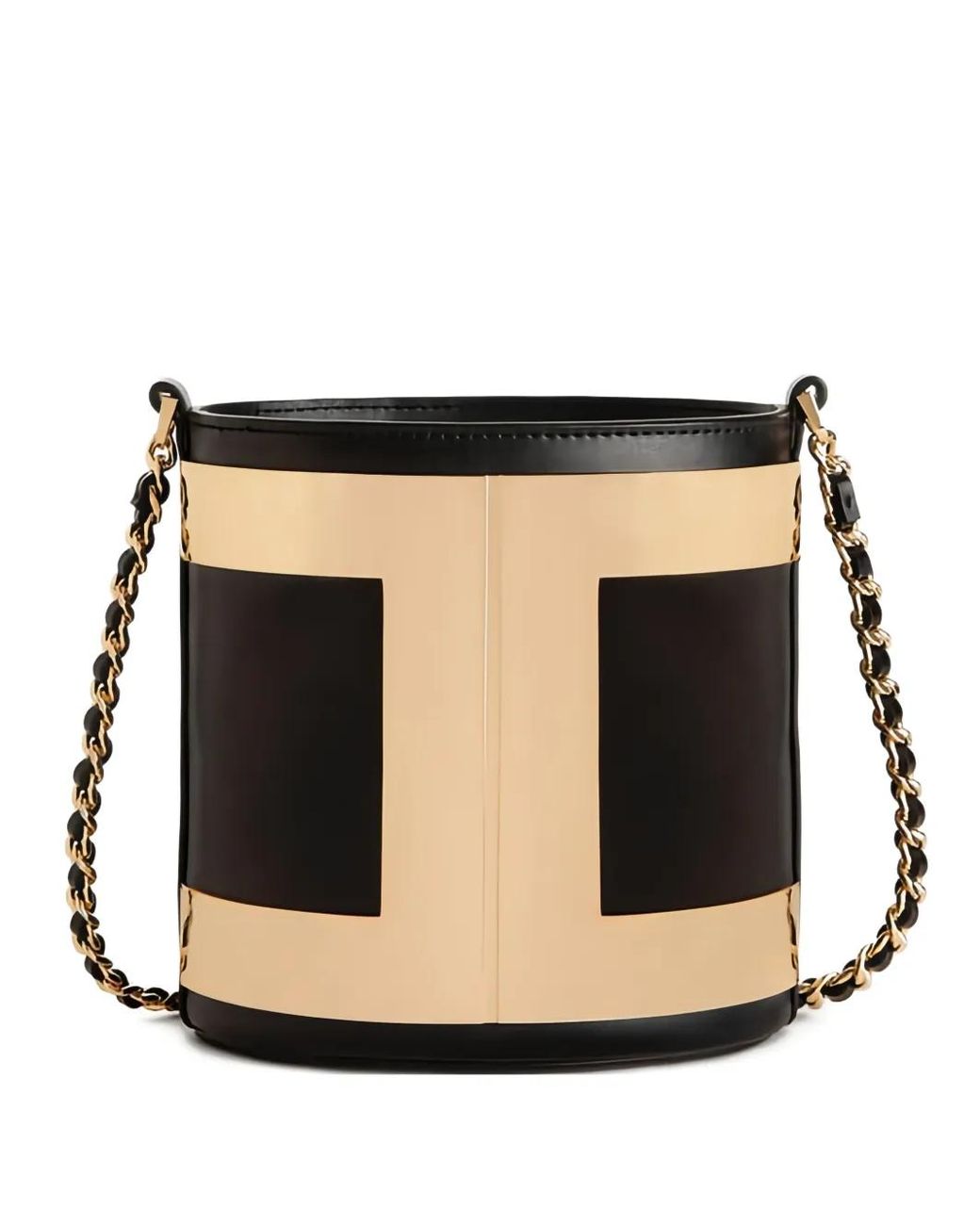 Elisabetta Franchi Black Bucket Bag With Logo