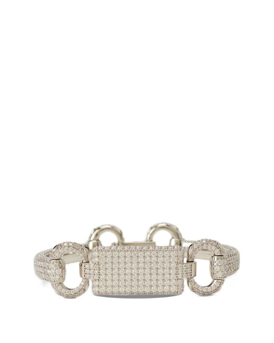 Gucci White Horsebit Crystal Bracelet