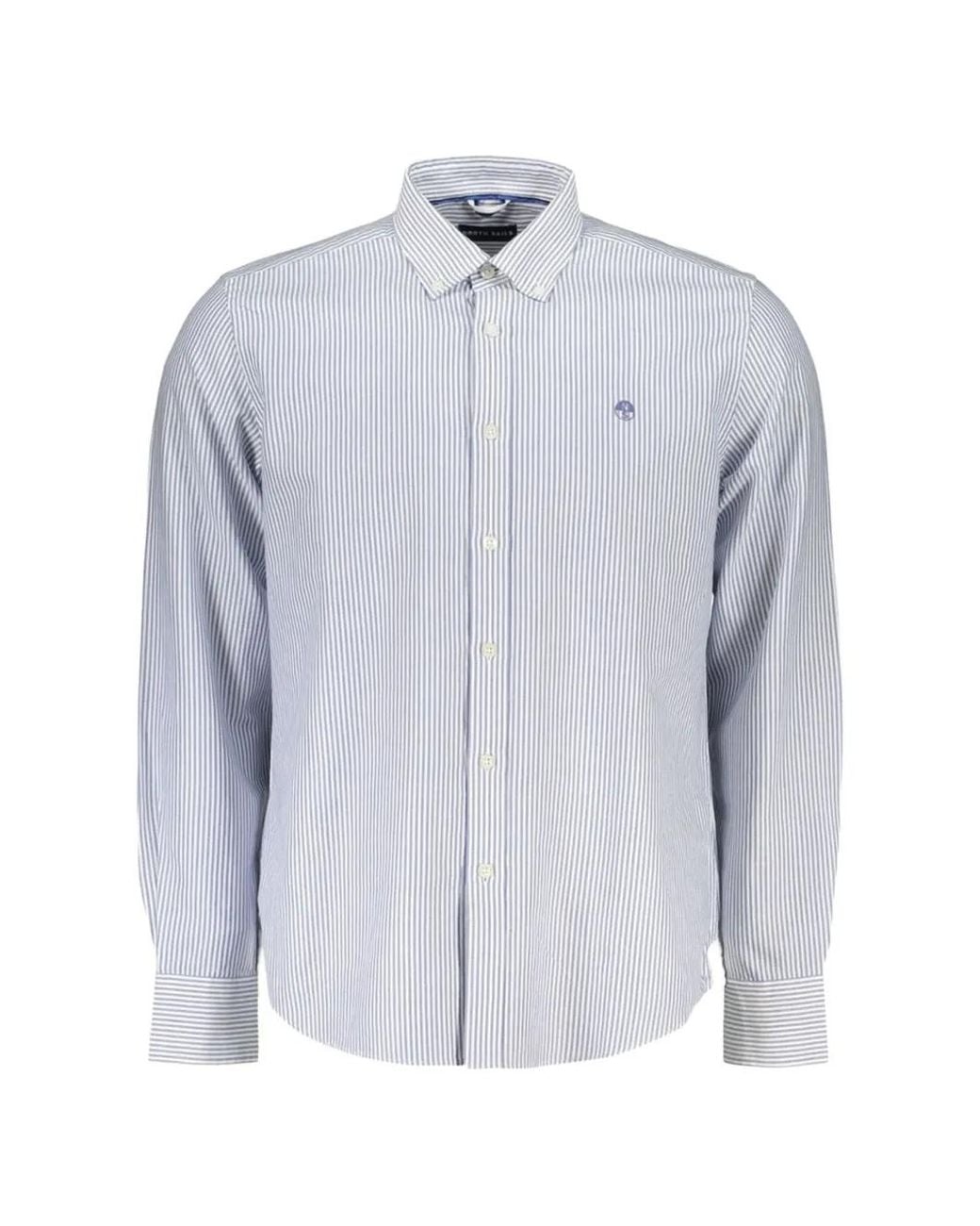 North Sails Blue Striped Button-Down Shirt for men