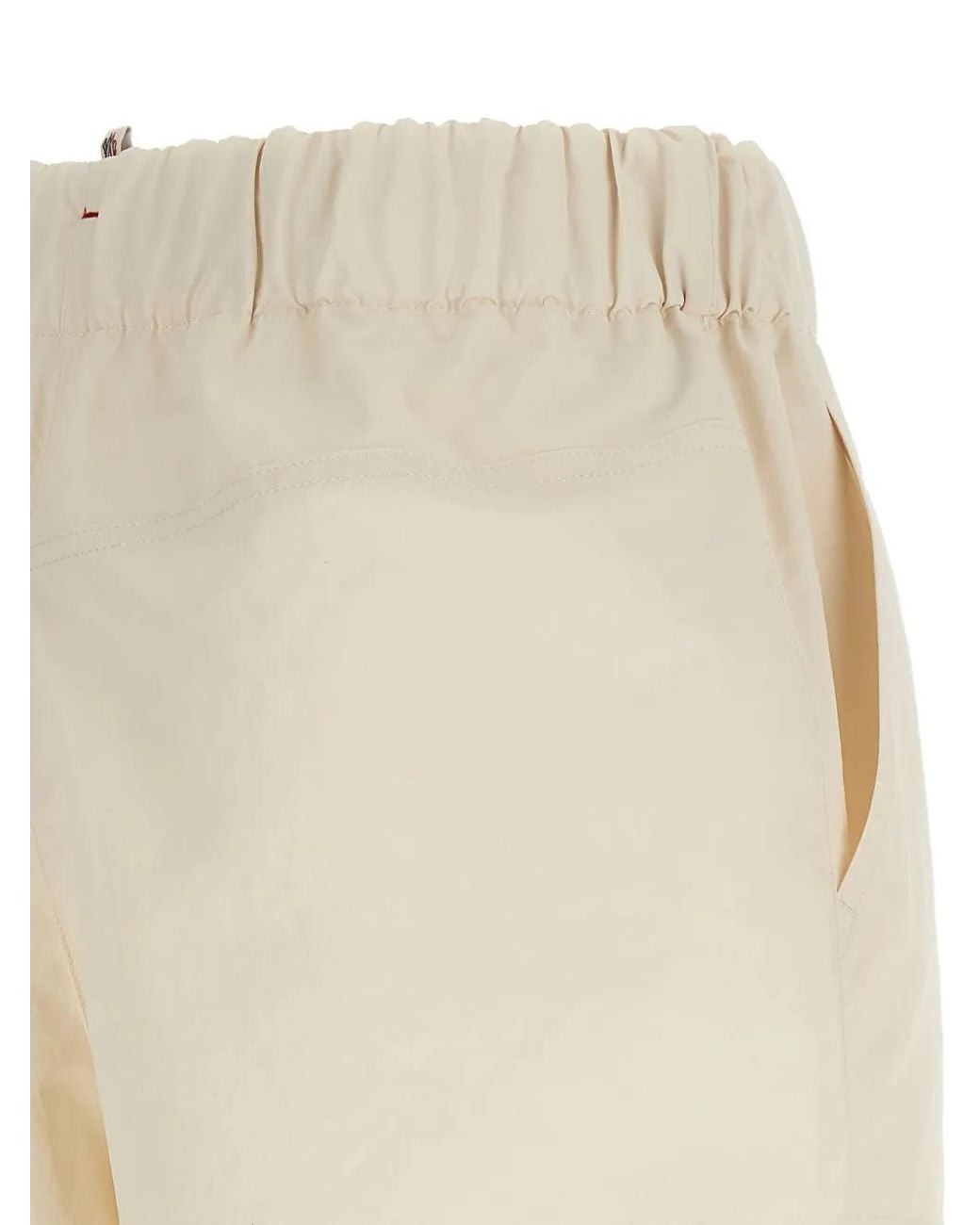 Moncler Natural Drawstring Patch-Pocket Shorts