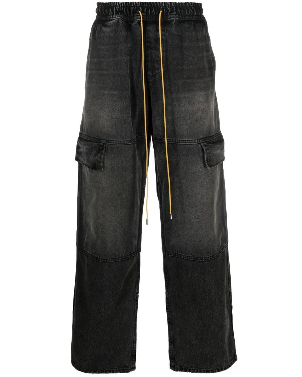 Rhude Black Plateau Cargo Jeans for men