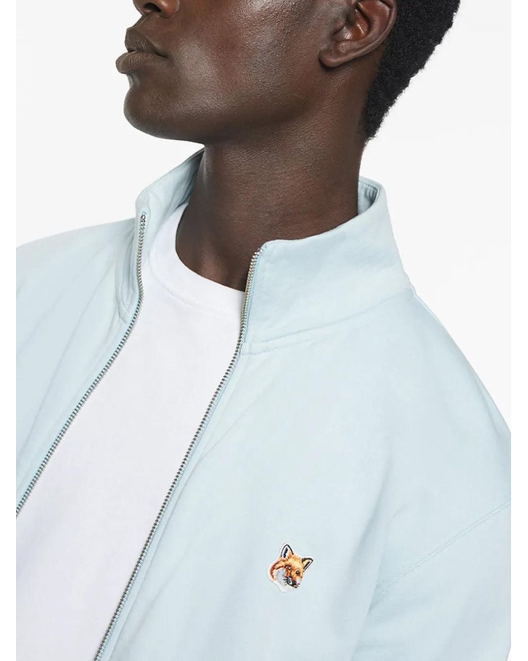 Maison Kitsuné Blue Light High-Collar Sweatshirt With Embroidered Fox Logo for men