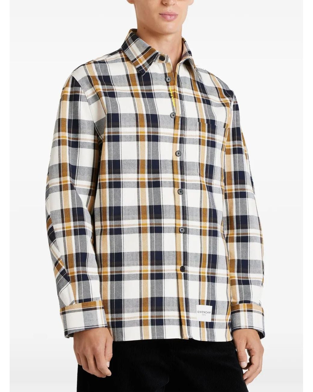 Givenchy Gray Couture Seam Checked Overshirt for men