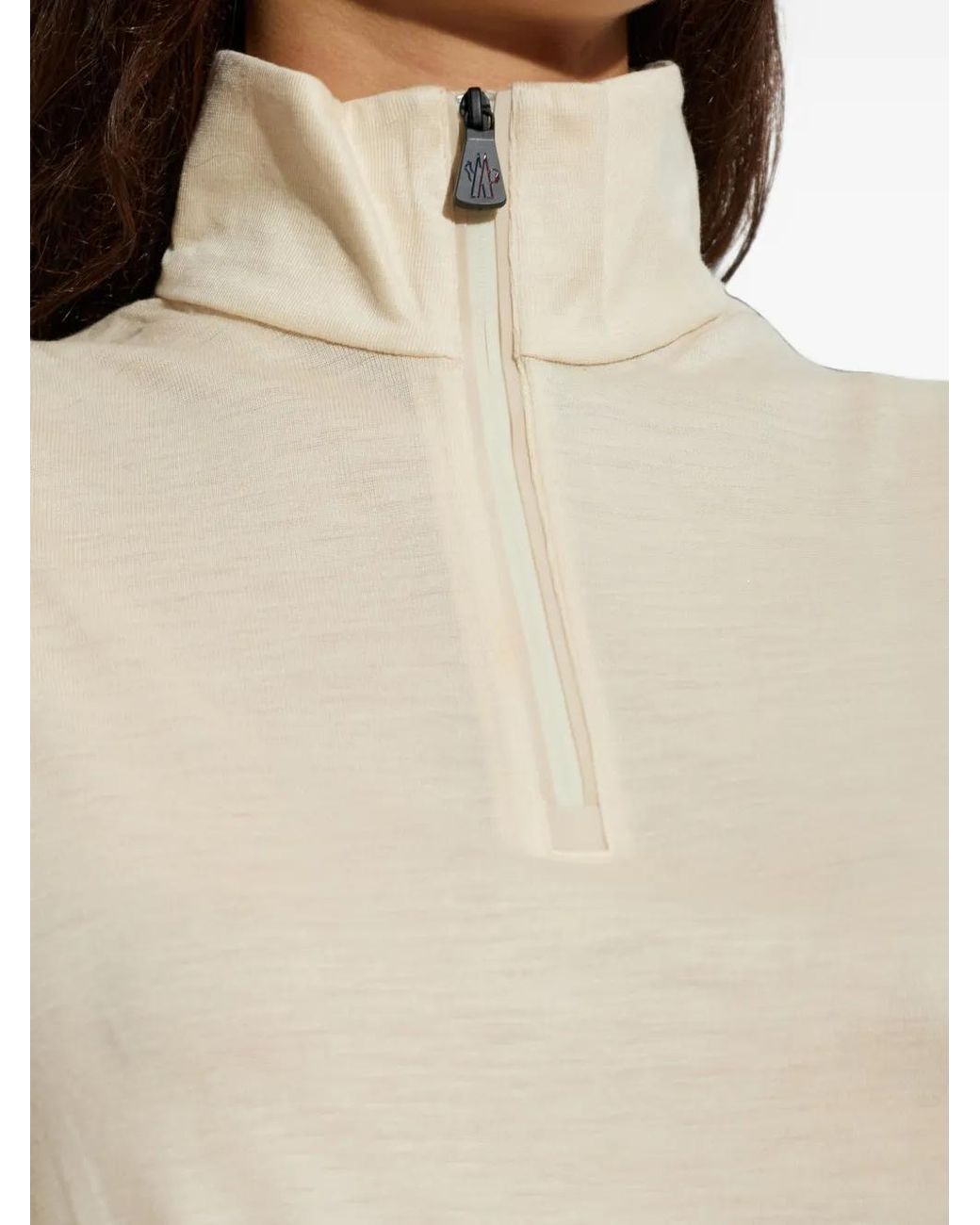 Moncler White Half-Zip Sweater