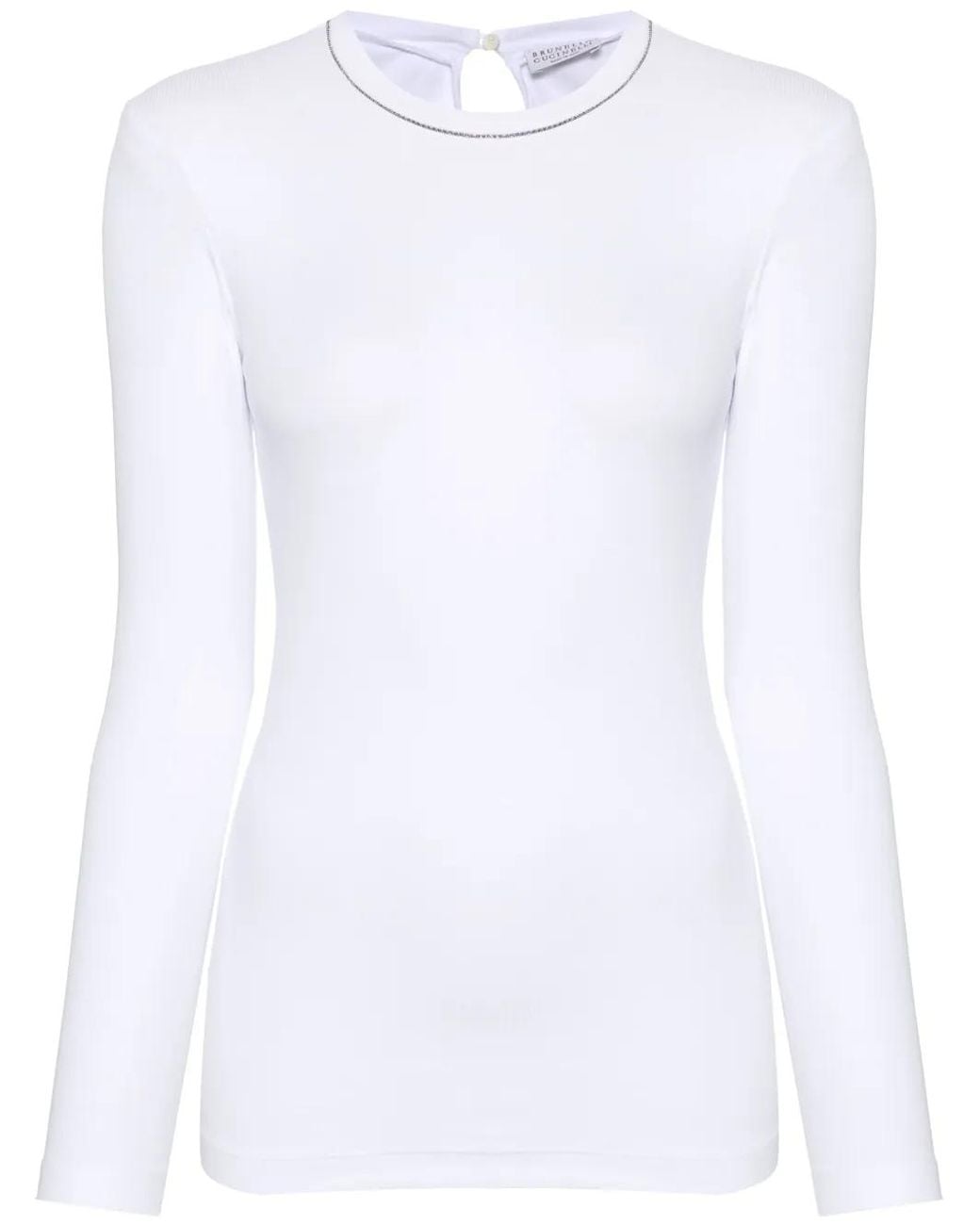 Brunello Cucinelli White Cotton Long Sleeves T-Shirt