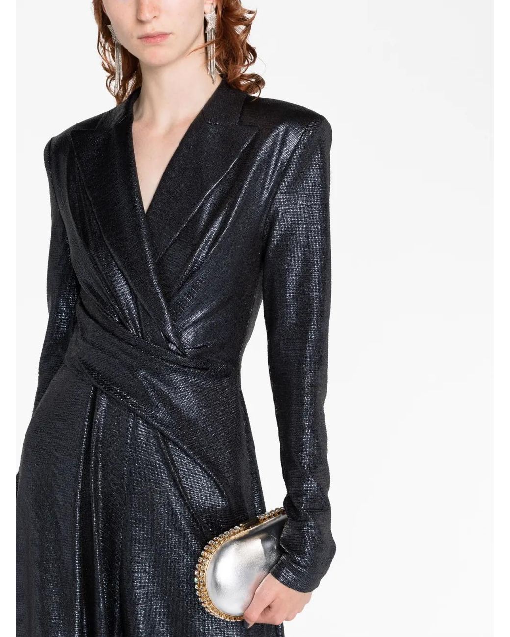 Talbot Runhof Black Lamé Wide-Leg Jumpsuit
