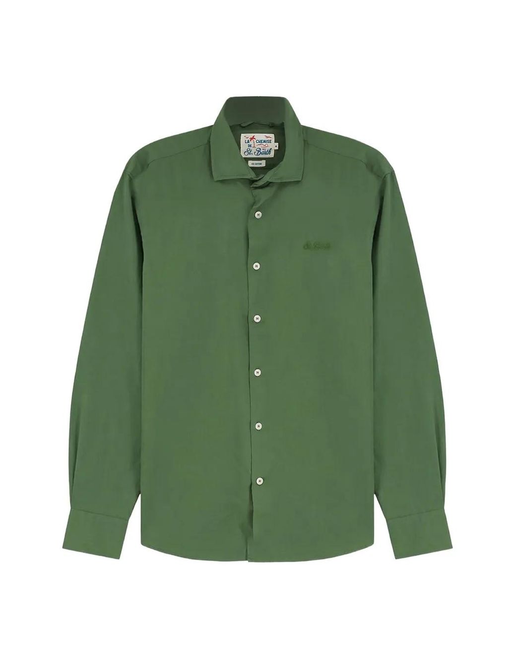 Mc2 Saint Barth Green Ice Embroidered Shirt for men