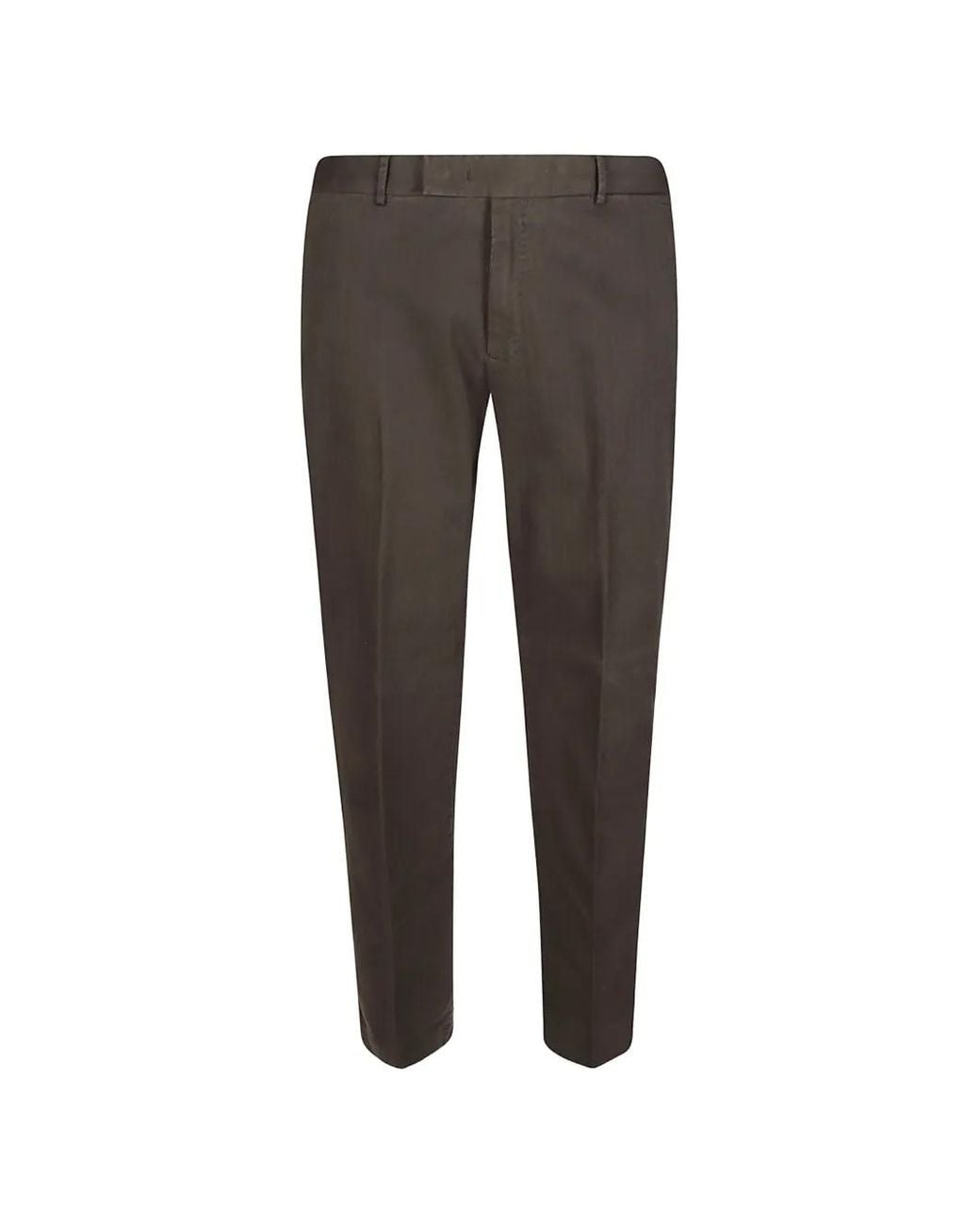 PT Torino Gray Straight-Leg Cotton Trousers for men