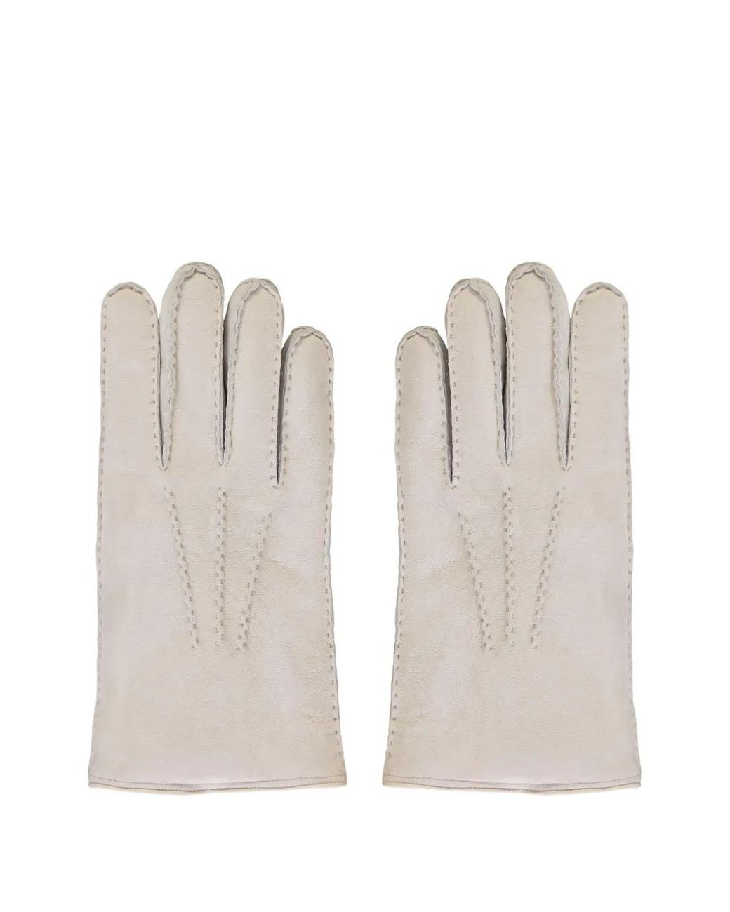 Moorer White Stitched Gloves for men