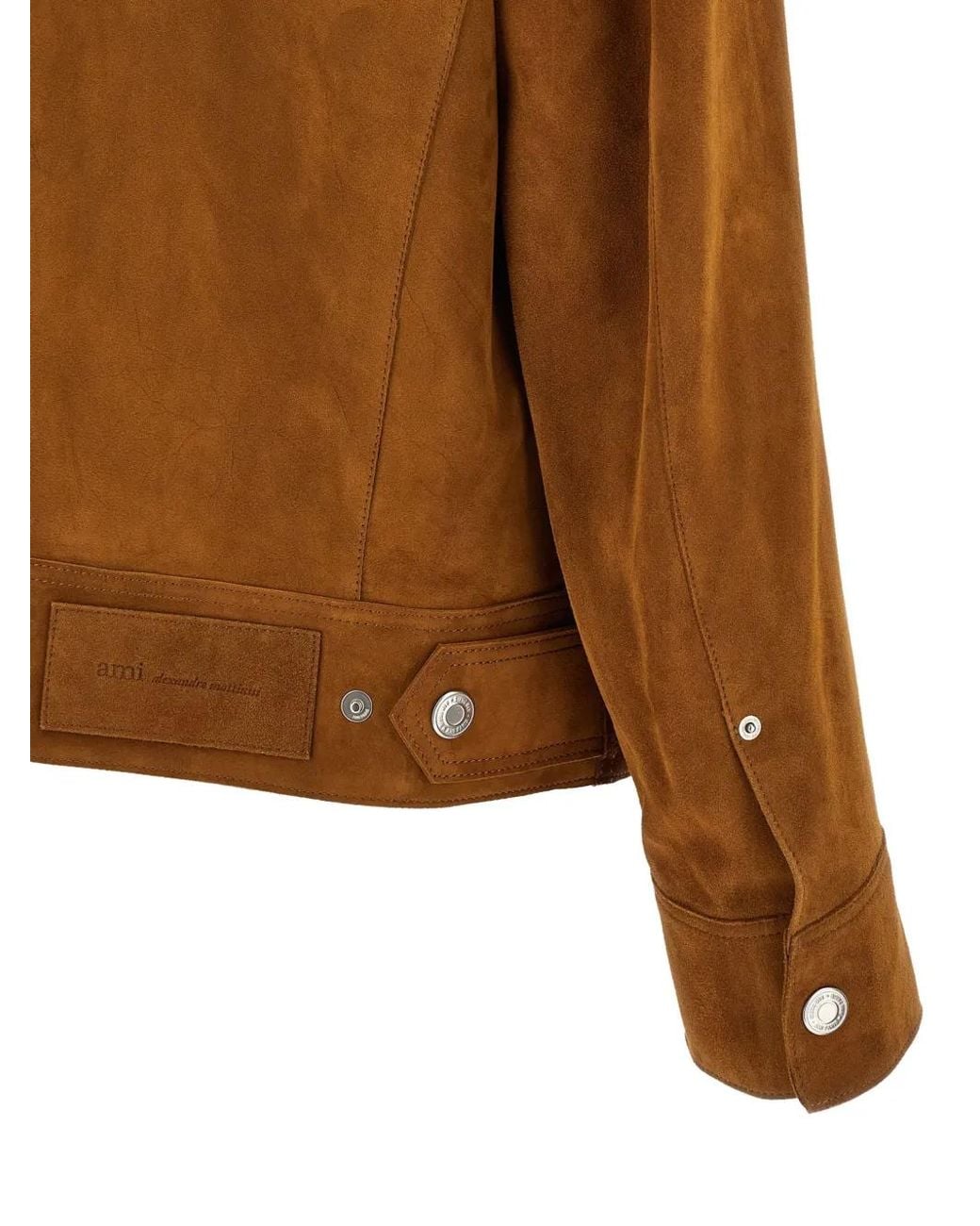 AMI Brown Ami De Coeur Goatskin Leather Jacket for men