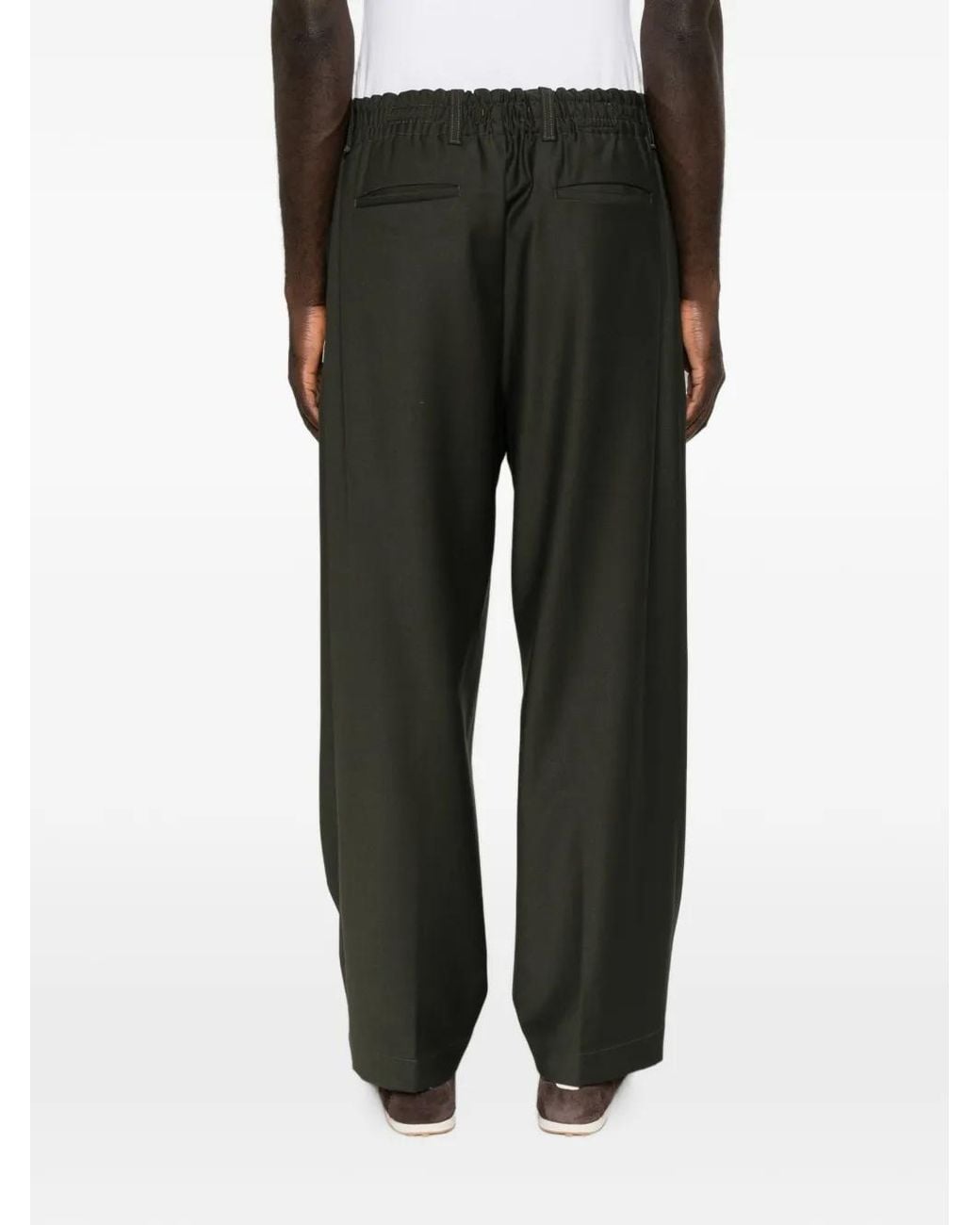 Myths Gray Pleated-Front Straight-Leg Trousers for men