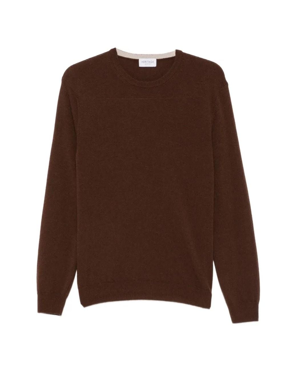 Heritage Brown Crew-Neck Long-Sleeve Sweater for men