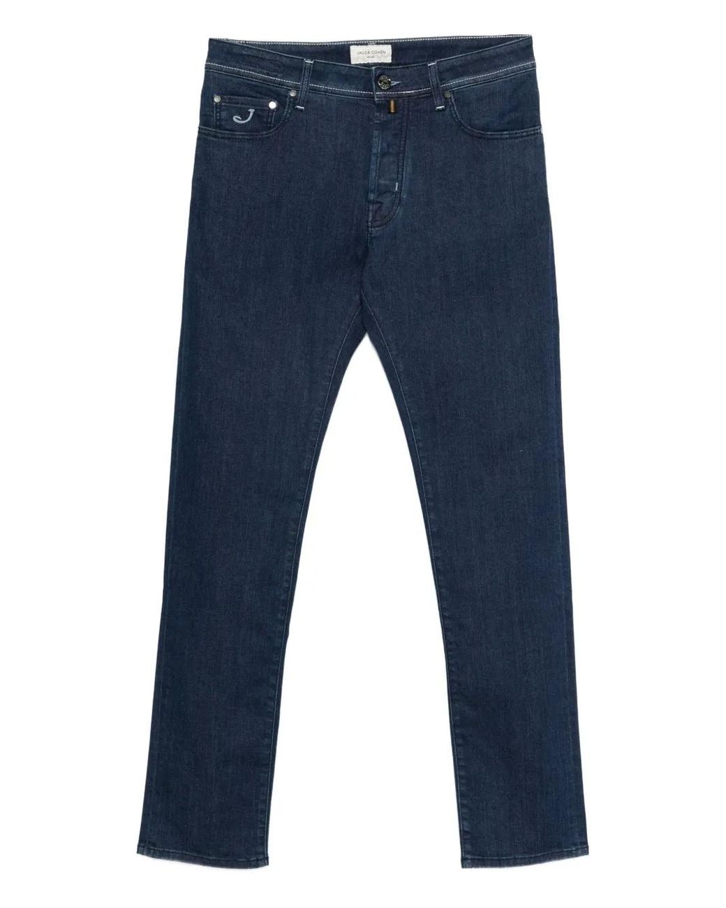 Jacob Cohen Blue Logo-Embroidered Jeans for men
