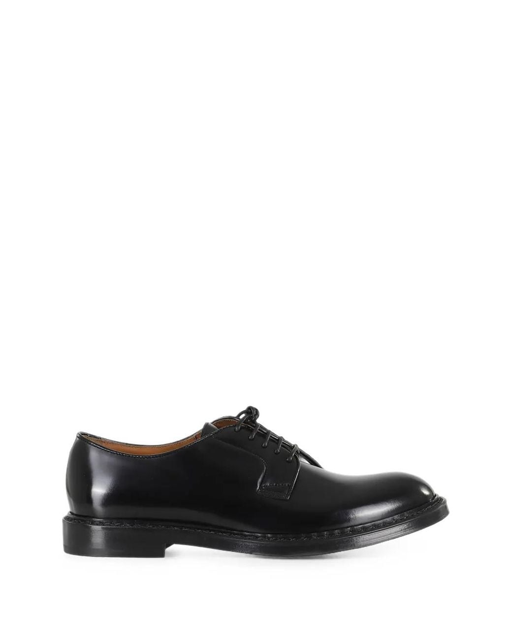 Doucal's Black Blake-Construction Almond-Toe Leather Derby Shoes for men