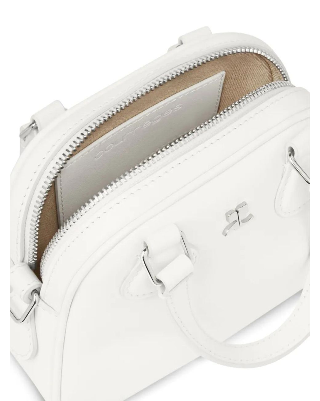 Courreges White Mini Ac Stud Tote Bag