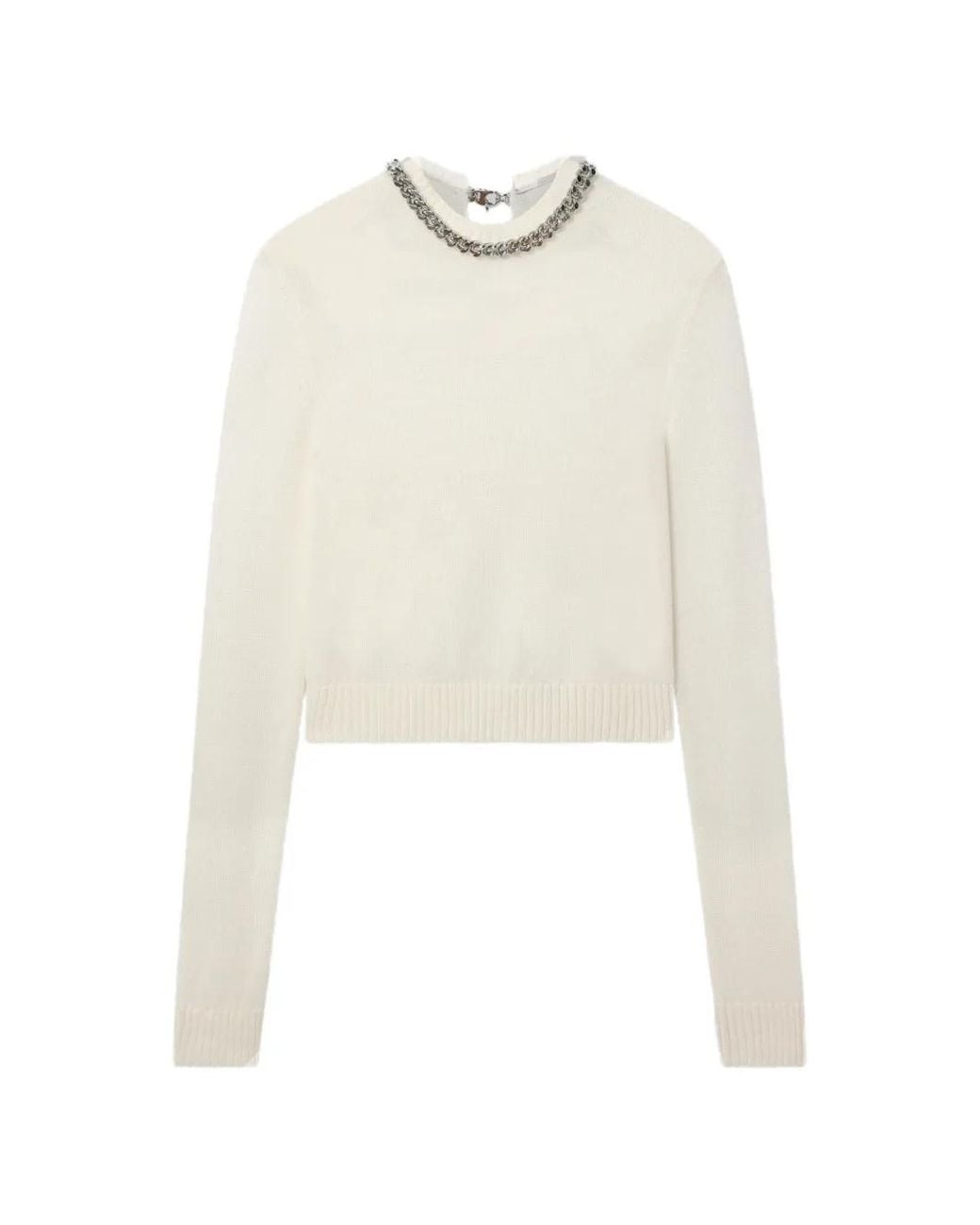 Stella McCartney White Falabella Chain Fine-Knit Jumper