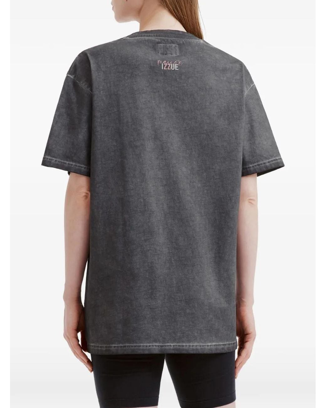 Izzue Gray Lettering-Print T-Shirt