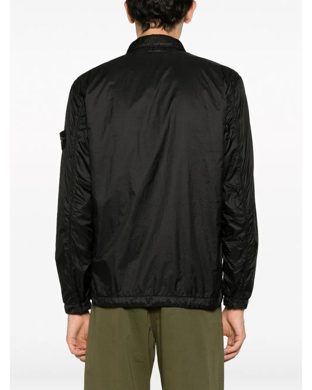 Stone Island Black Compass-Motif Shirt Jacket for men