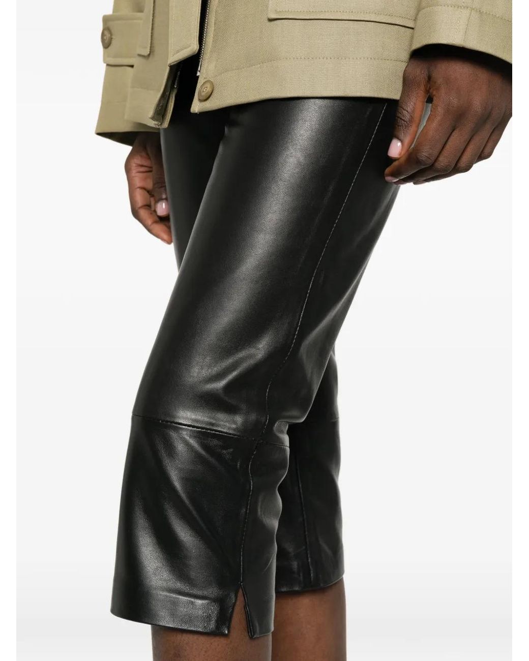 Frankie Shop Gray Lior Leather Capri Pants
