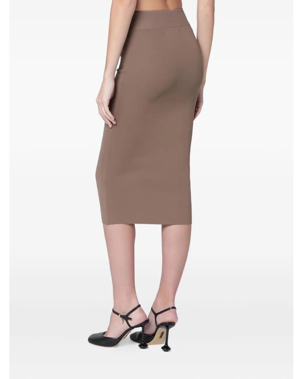 Entire studios Brown Ribbed-Knit Pencil Skirt