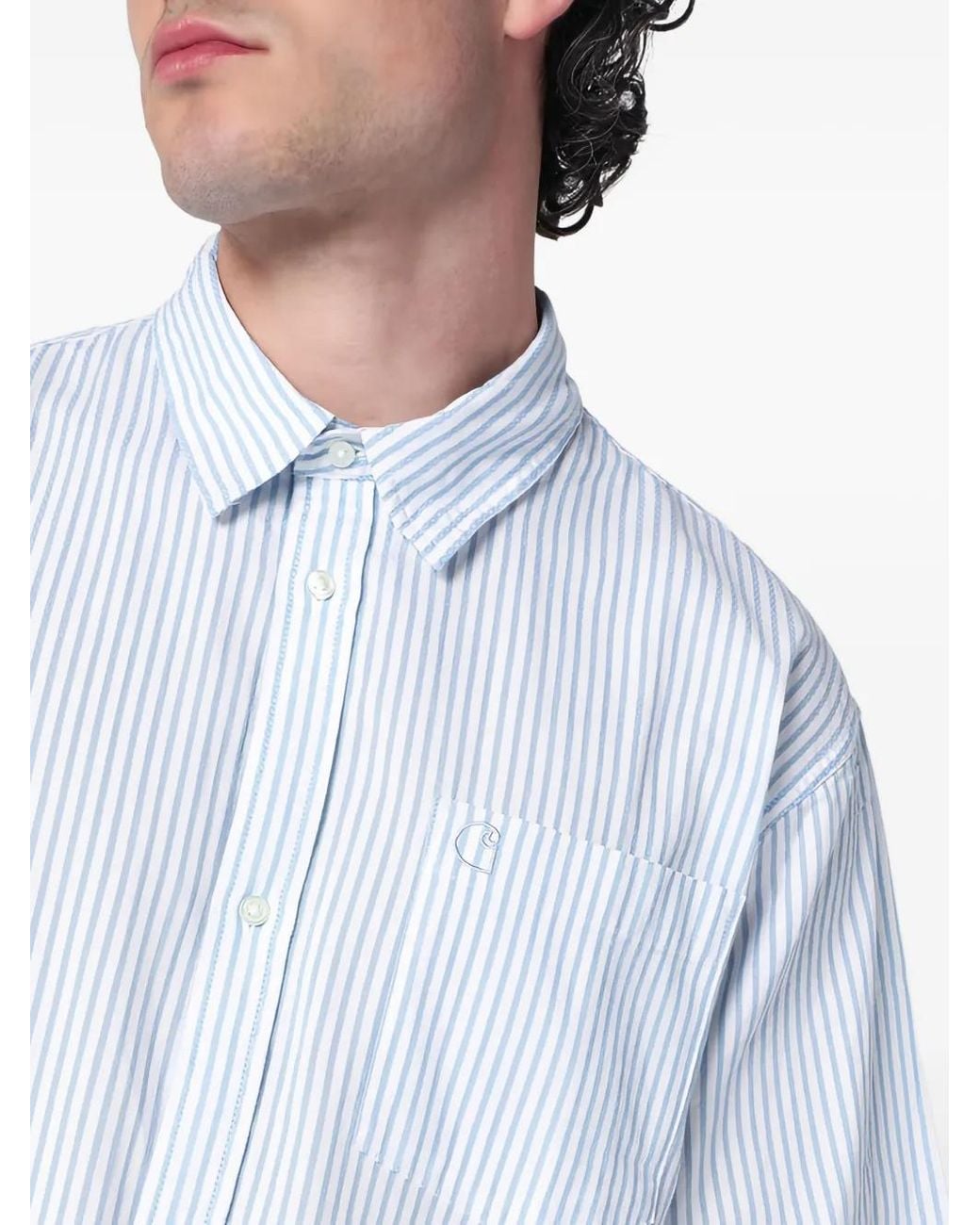 Carhartt Blue Striped Cotton Shirt for men