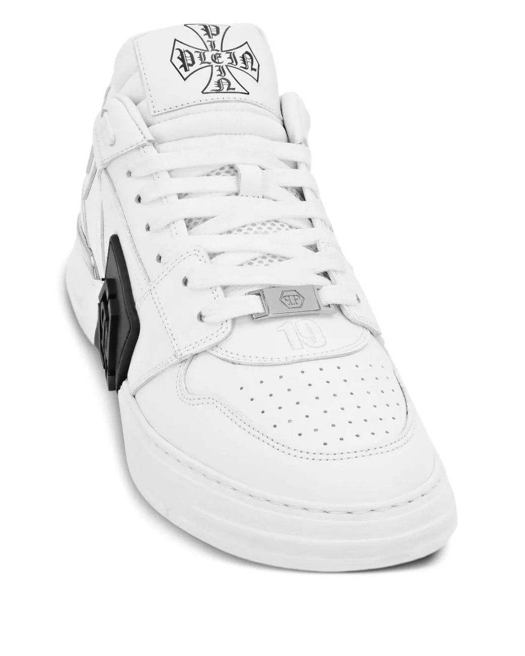 Philipp Plein White Phantom Kicks Logo-Embellished Panelled Sneakers
