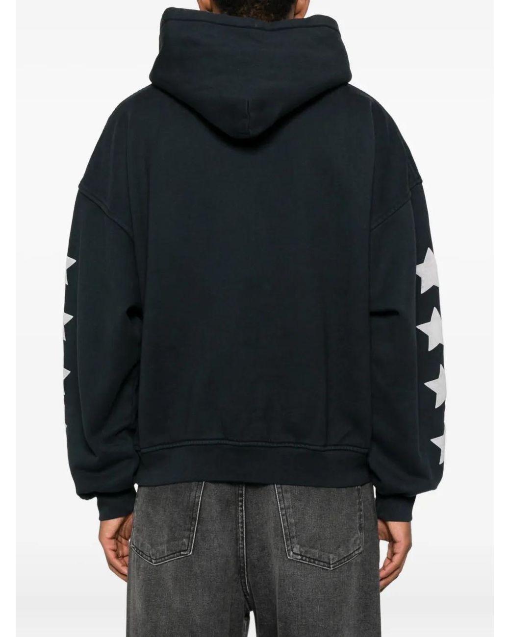 Rhude Black Graphic Print Hoodie for men
