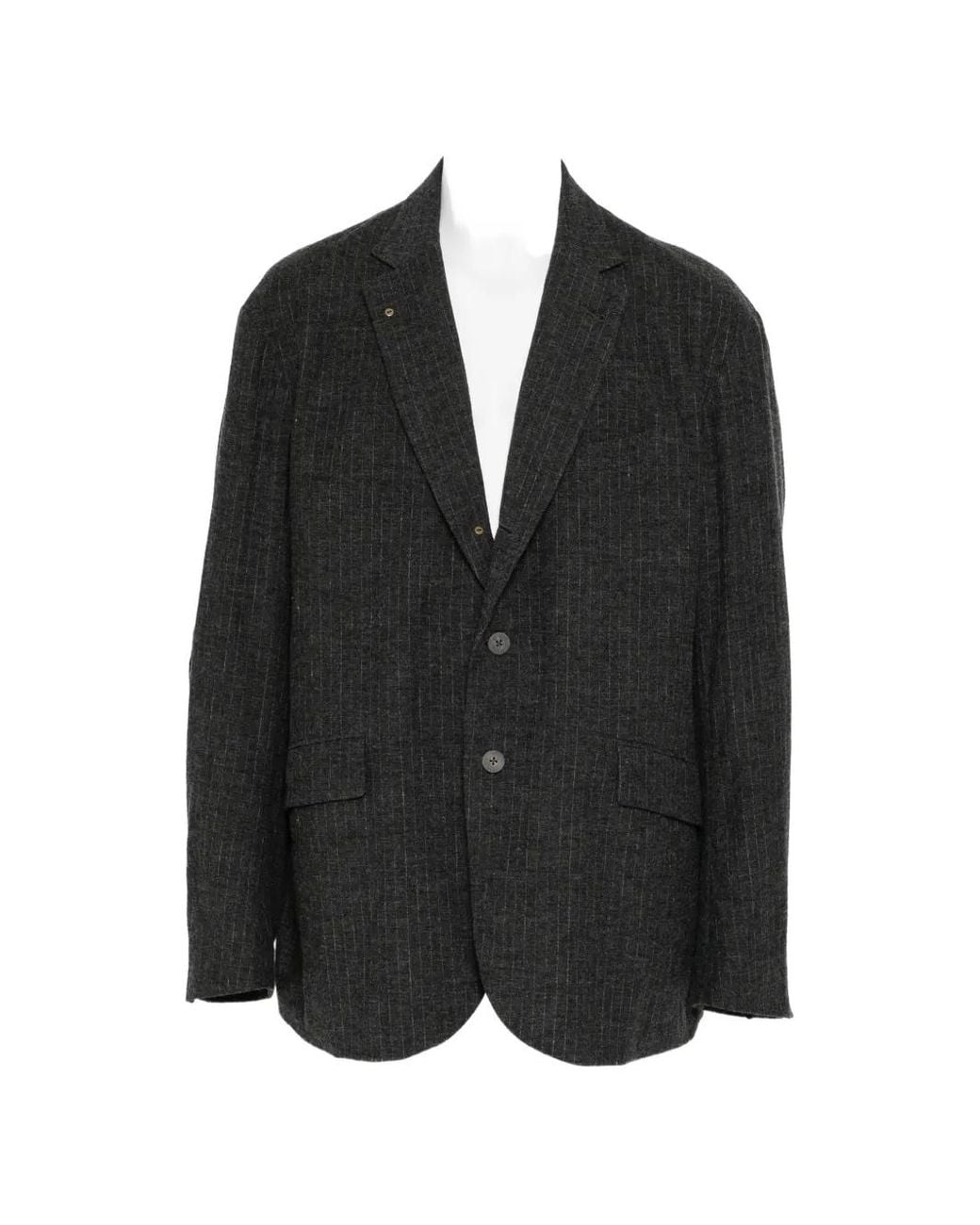 CALMLENCE Black Striped Welt-Pocket Blazer for men