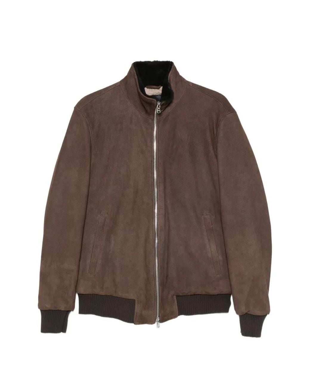 Barba Napoli Brown Shearling-Lined Suede Jacket for men