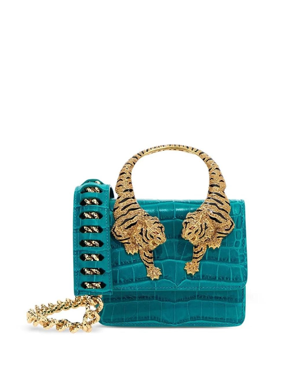 Roberto Cavalli Blue Roar Crocodile-Effect Tote Bag