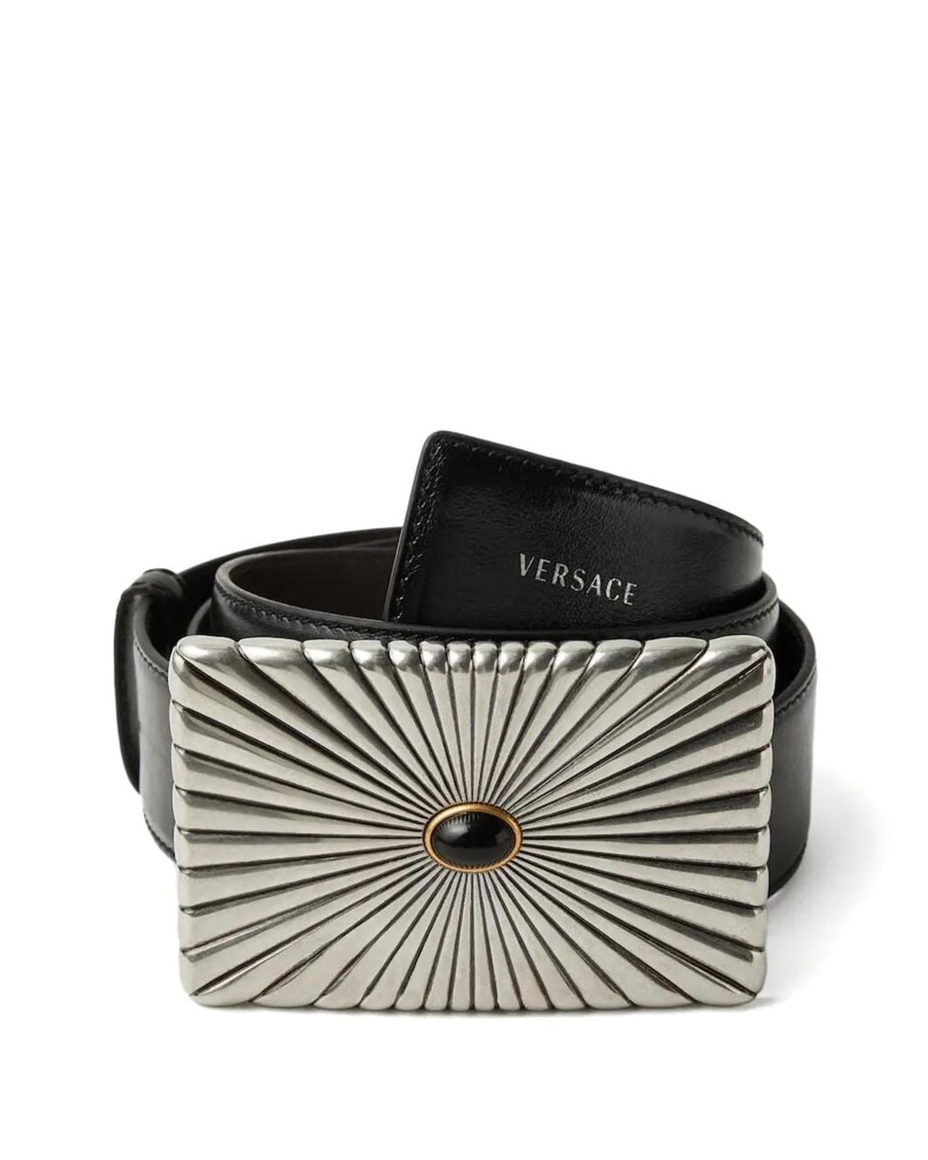 Versace Black Leather Belt 4 Cm for men