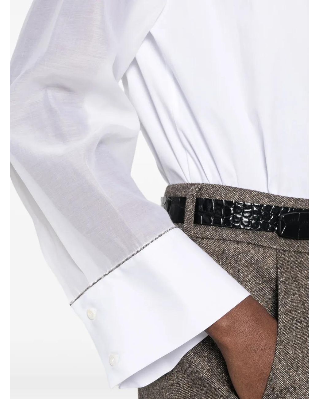 Peserico White Sheer-Sleeves Shirt
