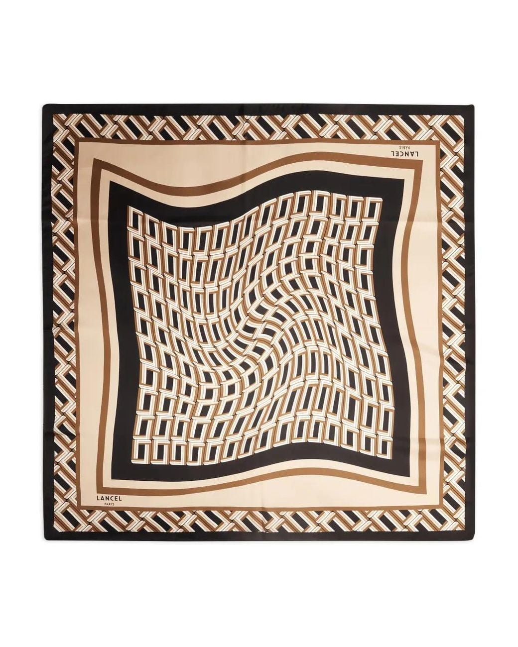 Lancel Metallic Monogramme Geometric Silk Scarf