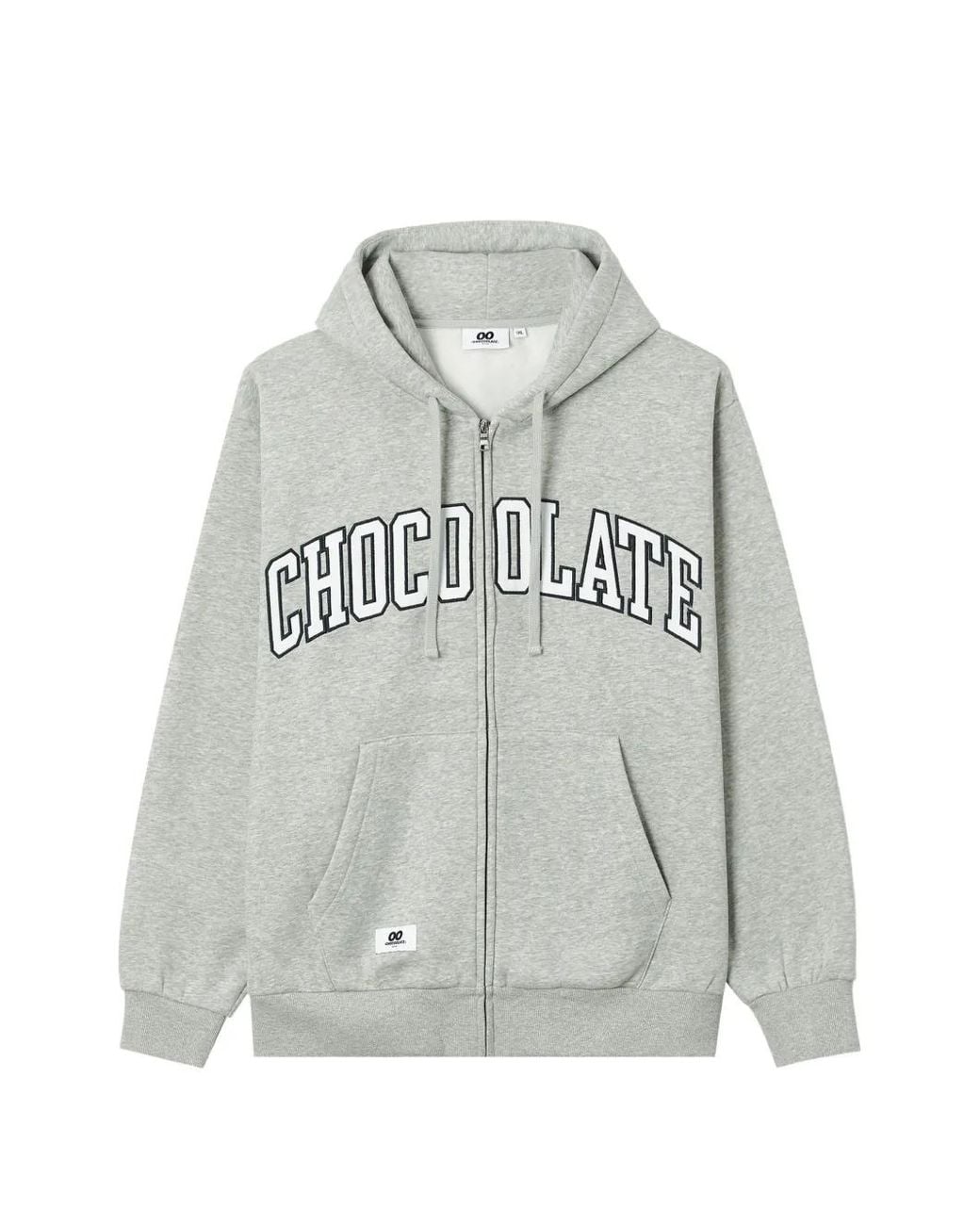 Chocoolate Gray Logo-Appliqué Zip-Up Hoodie for men