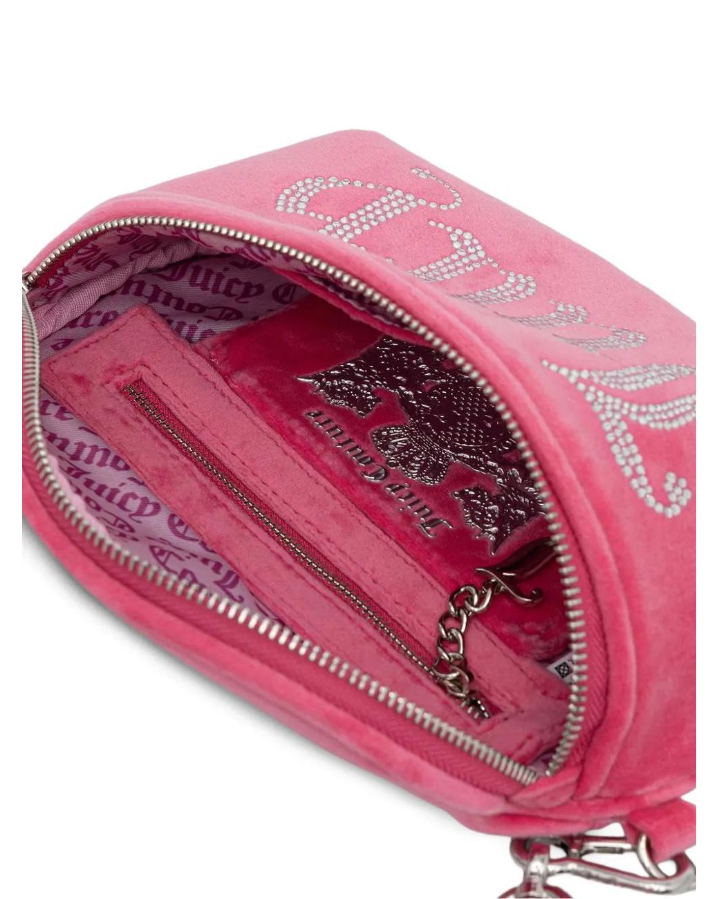 Juicy Couture Pink Kimberly Rhinestone-Embellished Velvet Belt Bag
