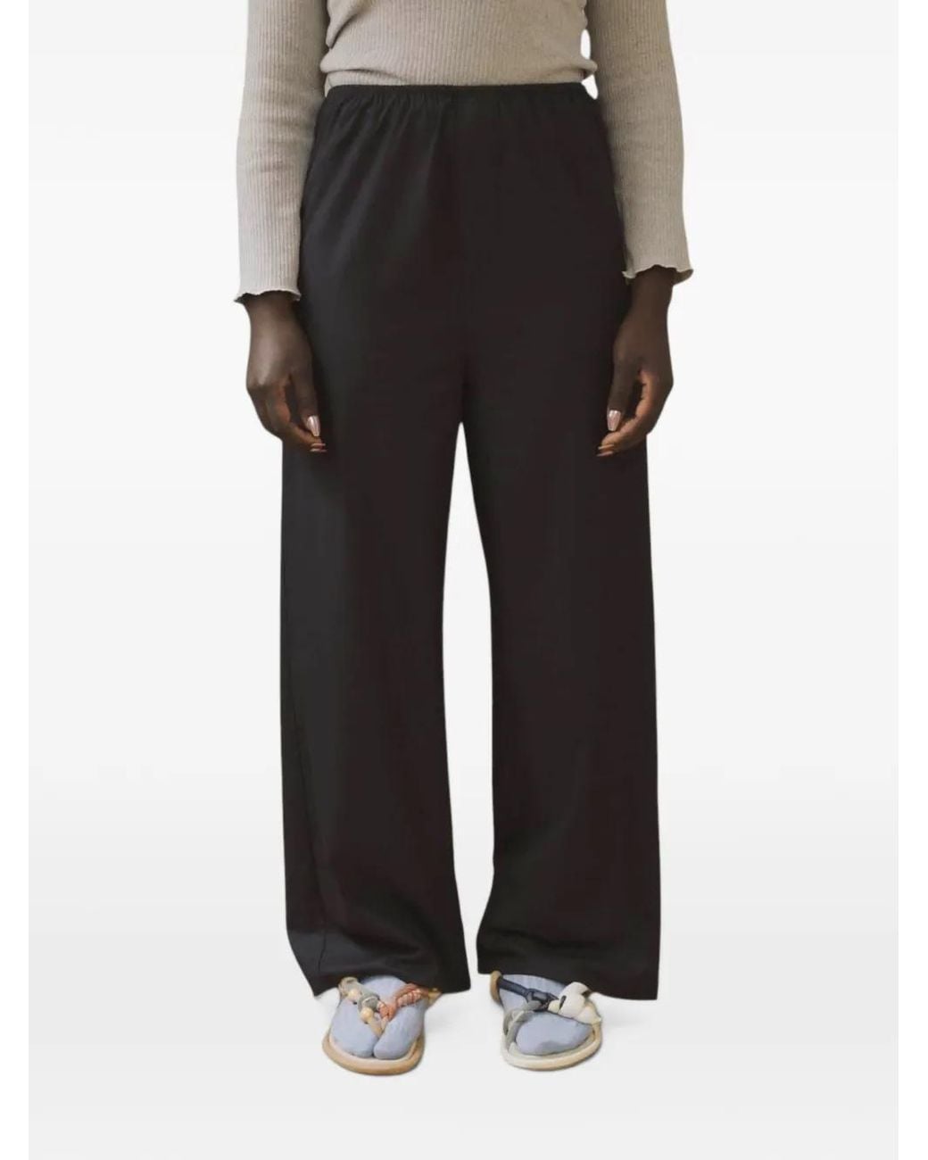 Baserange Black Stoa Silk Trousers