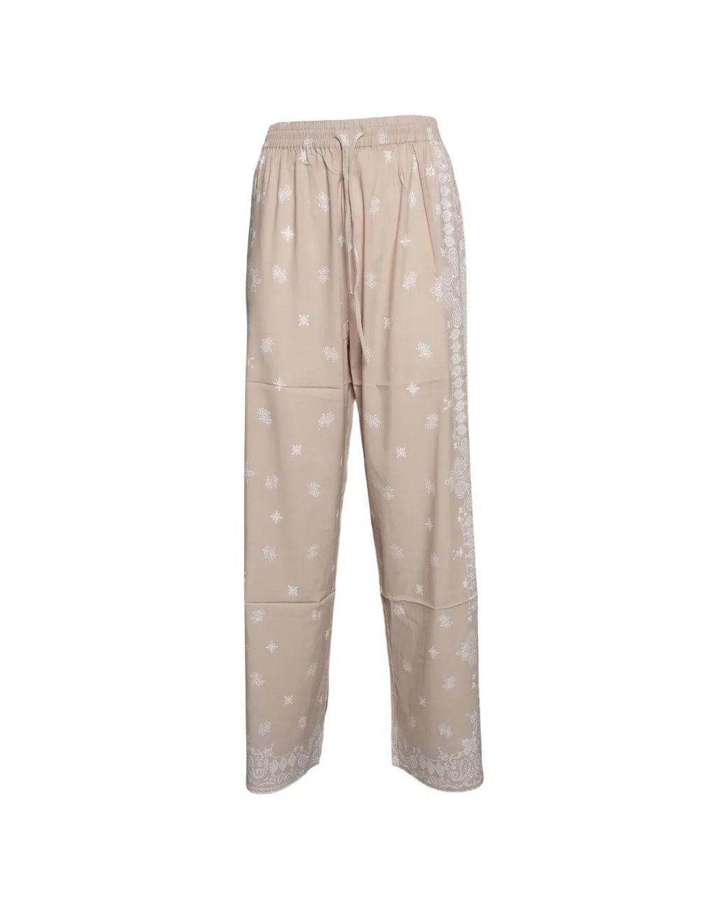 Mc2 Saint Barth Natural Ikaria Wide-Leg Pants With Bandana Placed Print