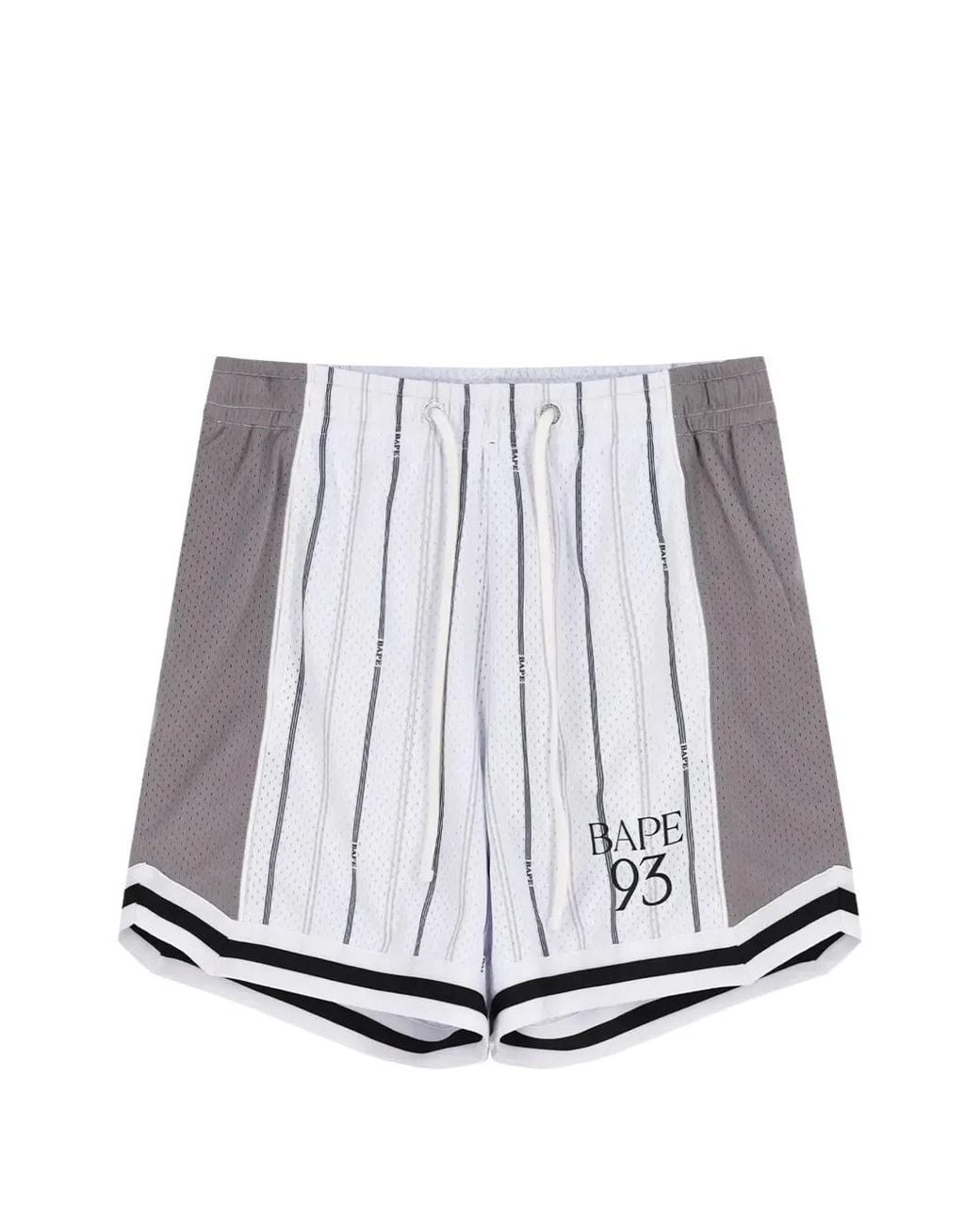 A Bathing Ape White Striped Perforated Shorts for men