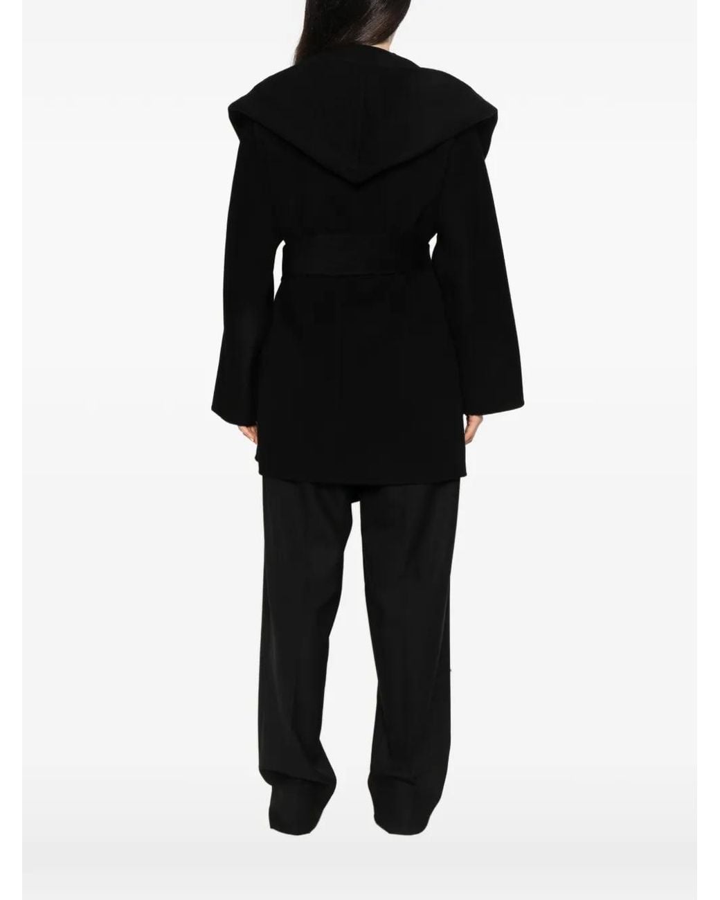 Marella Black Belted Hooded Coat