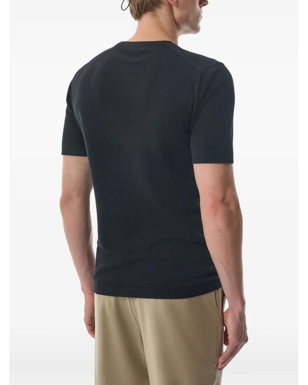 MEGUSTA Black Knitted Cashmere T-Shirt for men