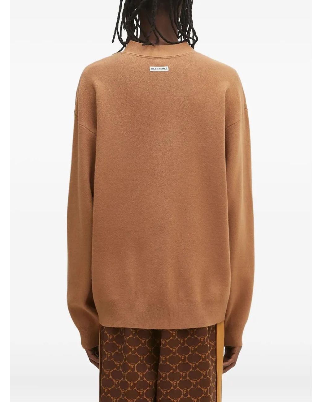 Aape By A Bathing Ape Brown Logo-Patch Cardigan for men