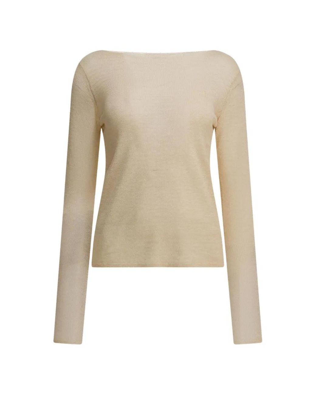 Auralee White Fine-Knit Boat-Neck Sweater