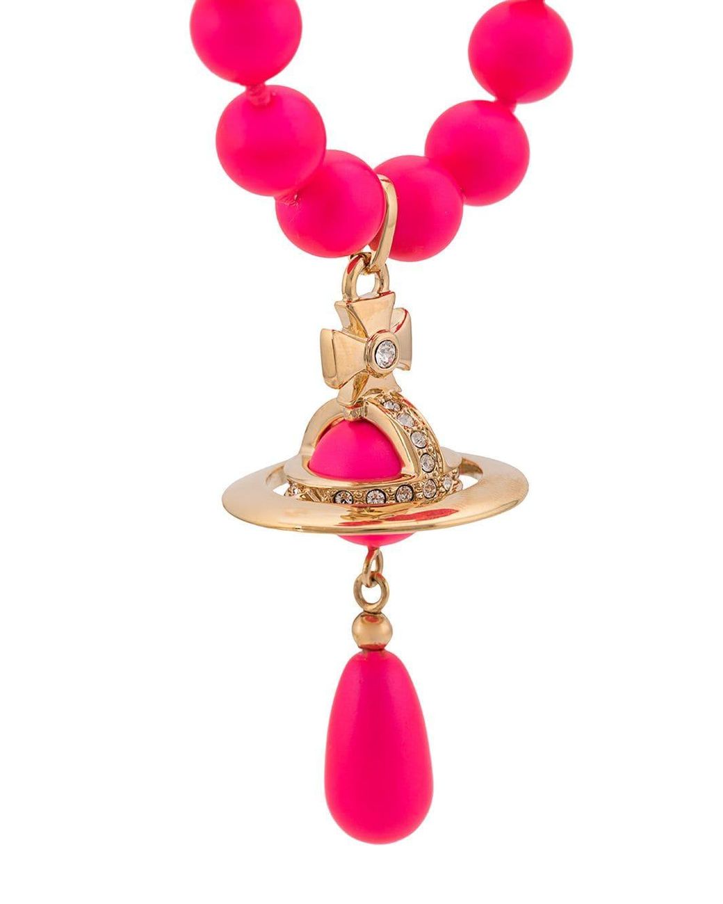 Vivienne Westwood Necklace Pink Broken Pearl Orb Pearl Drop Gold IN BOX  [EJ0155