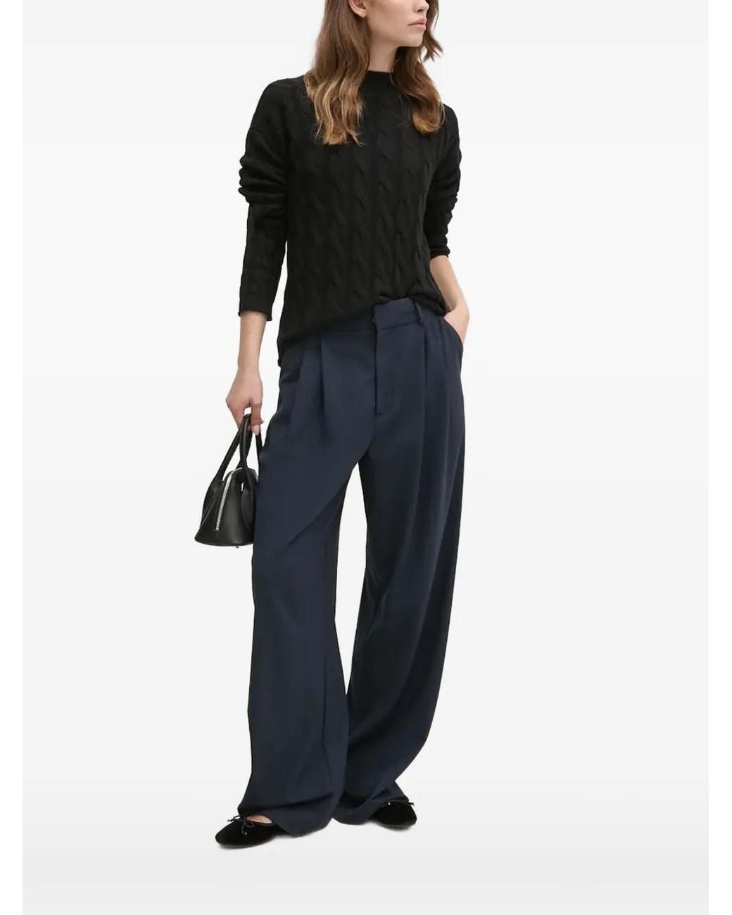 Benetton Black Cable-Knit Sweater