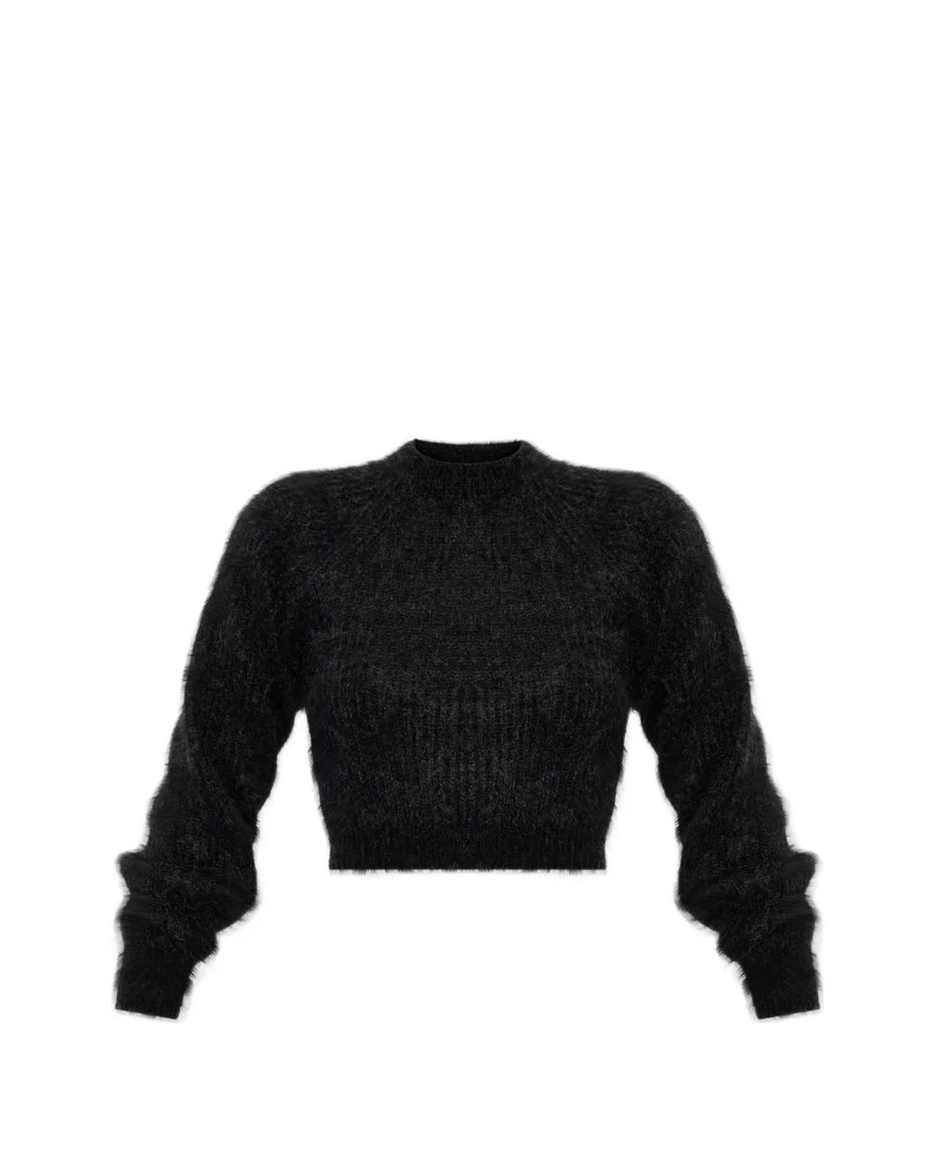 Max Mara Black Mélange Mohair Cropped Jumper