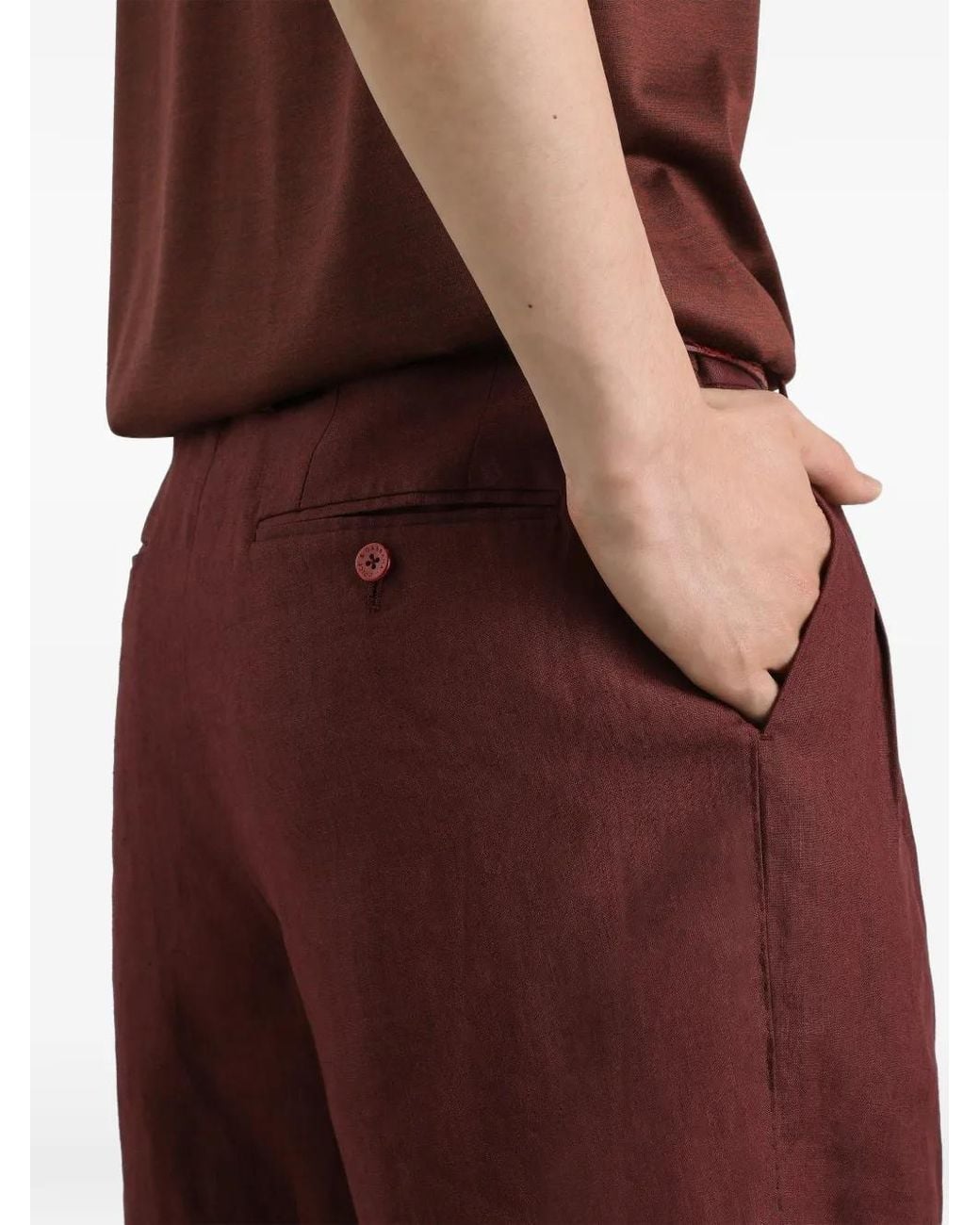 Dolce & Gabbana Red Linen Bermuda Shorts for men